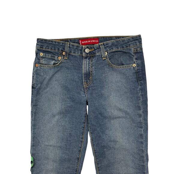 LEVIS Vintage Superlow Stretch Flare Jeans Size 7 Juniors Y2K Made in USA 518 - Picture 3 of 7